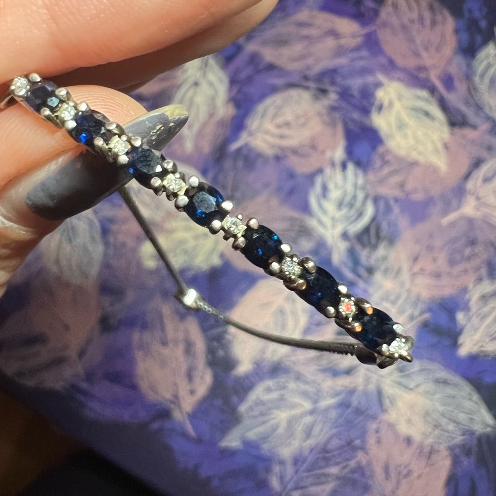 Blue Sapphire and diamonds Bolo style bracelet